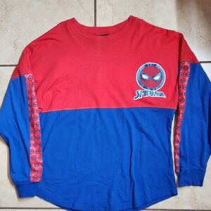 Marvel Spider-Man Red and Blue Long Sleeve Tee, Universal Studios, Size XS